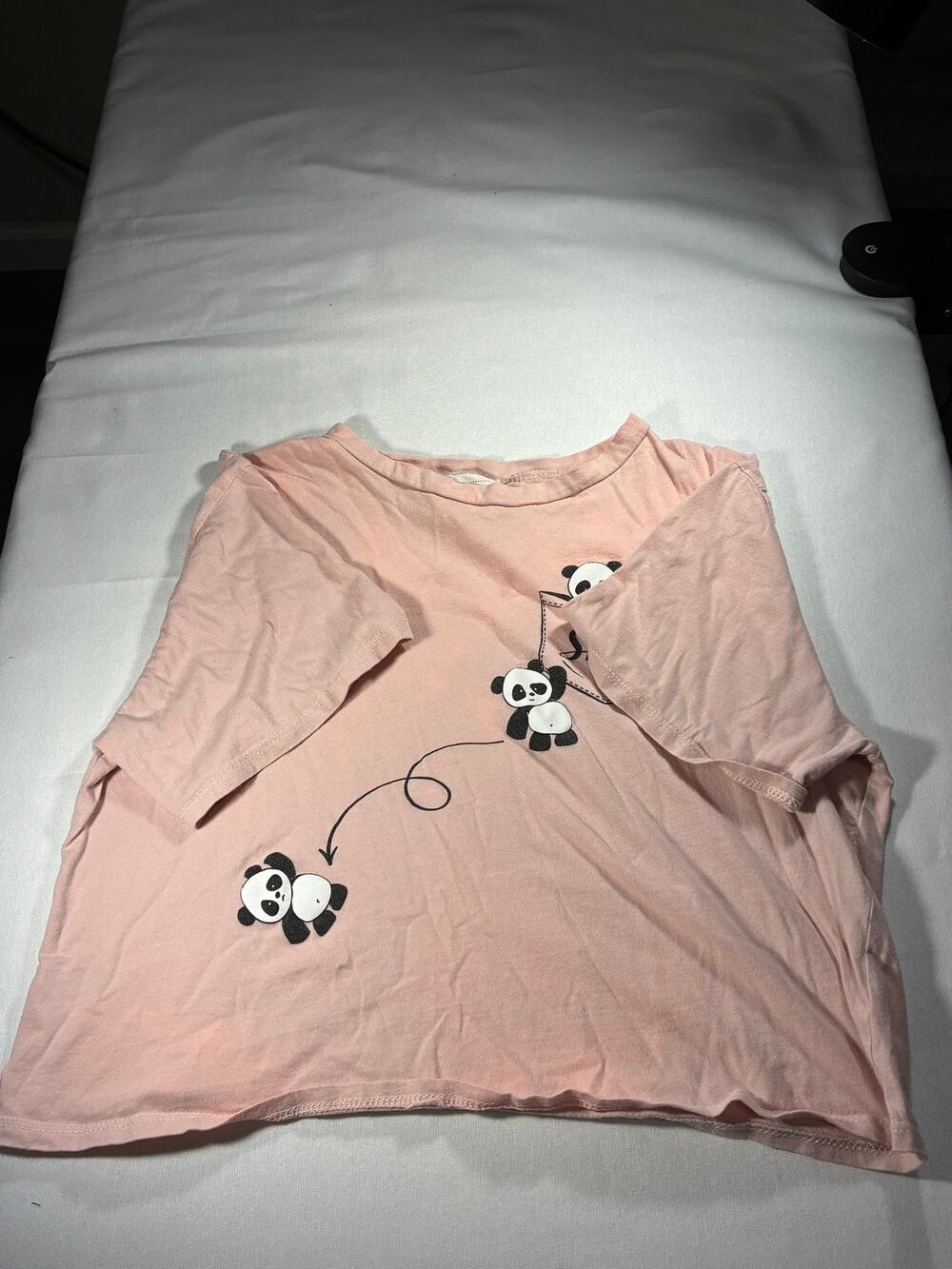 Pink Panda Graphic Pocket Cropped T-Shirt Size S/M